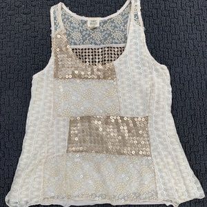 Sequin top cream color